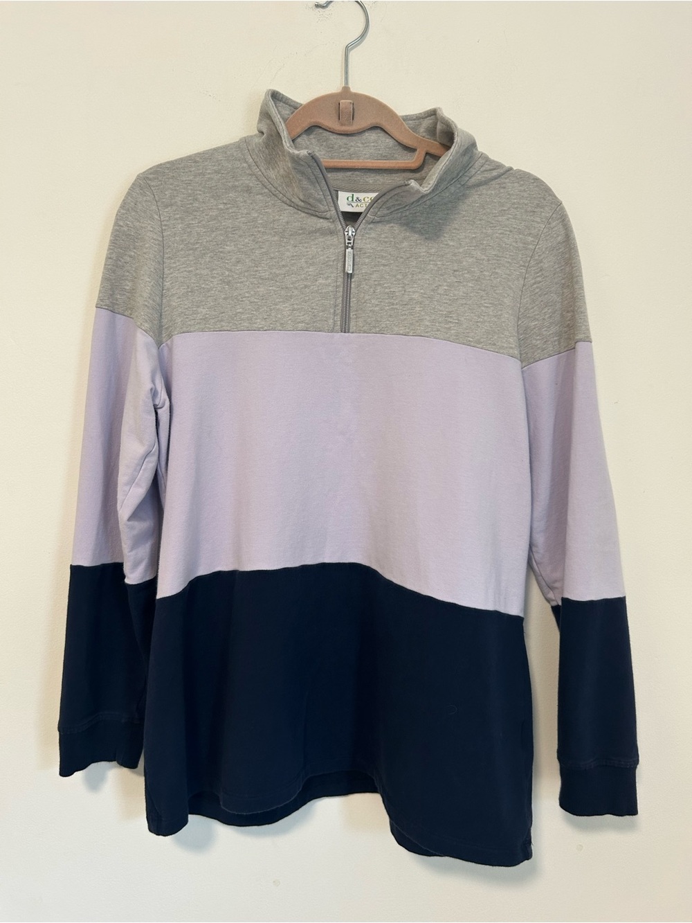 Women's Colorblock Quarter-Zip Pullover Sweatshirt - Gray, Lavender & Navy